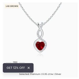 Heart-Shaped Lab-Grown Ruby Infinity Pendant with Lab-Grown Diamond Accents